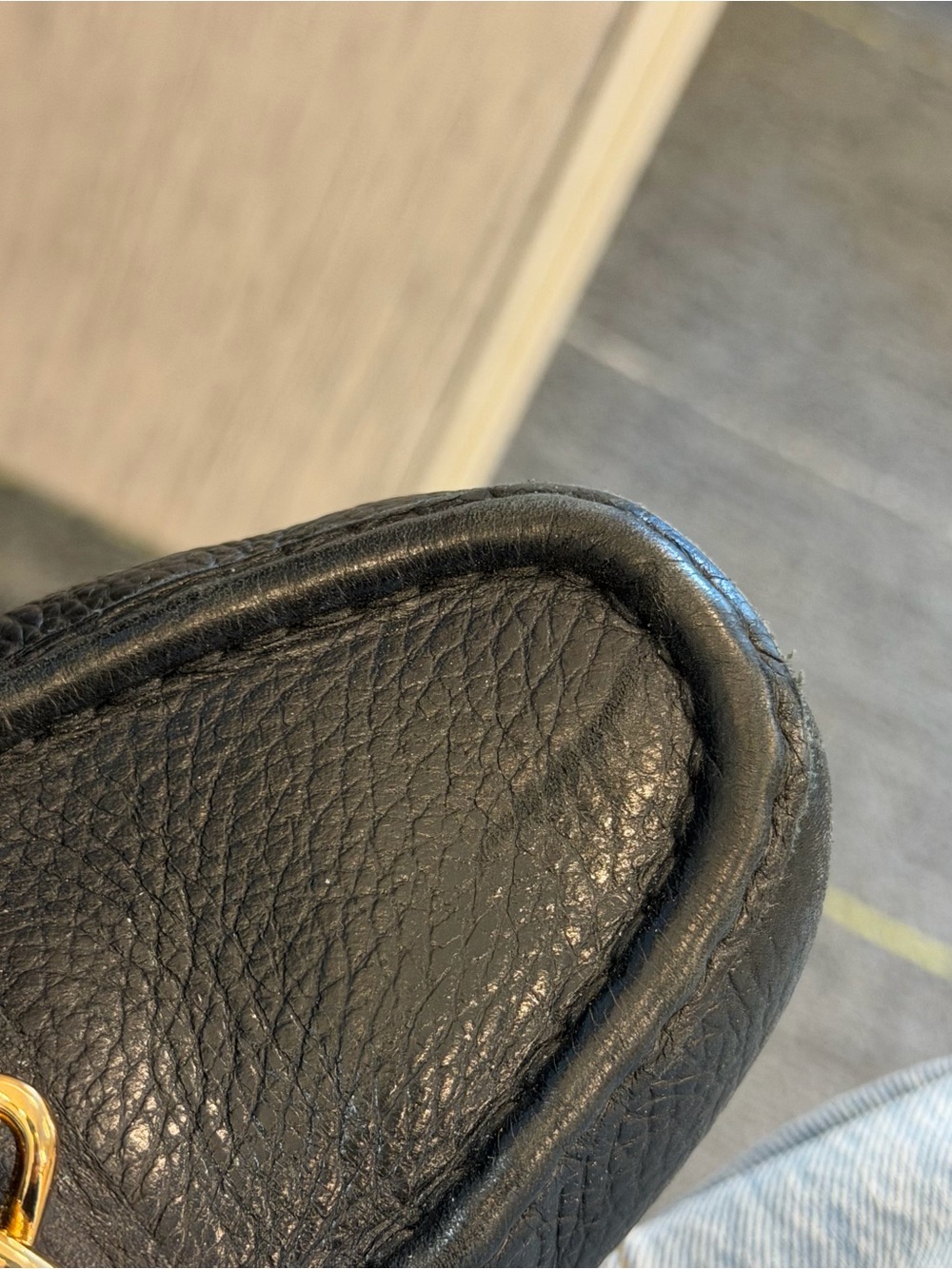 Geox Black Leather Loafers with Gold Accent - Picture 5 of 7
